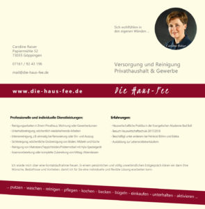 Werbe-Flyer für meine Arbeit als Haushaltshilfe und Hauswirtschafterin